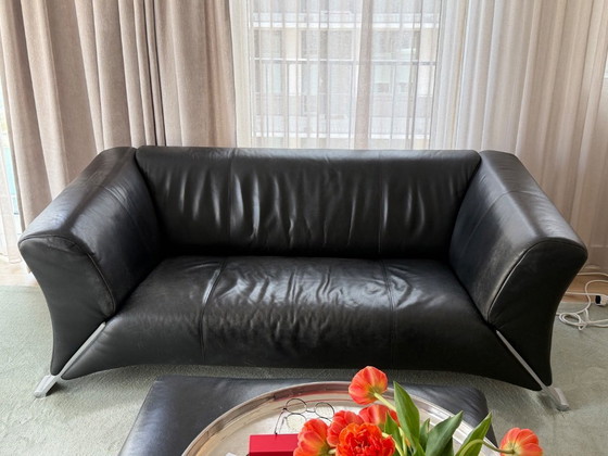 Image 1 of Black Leather 2.5 Seat Sofa by Rolf Benz