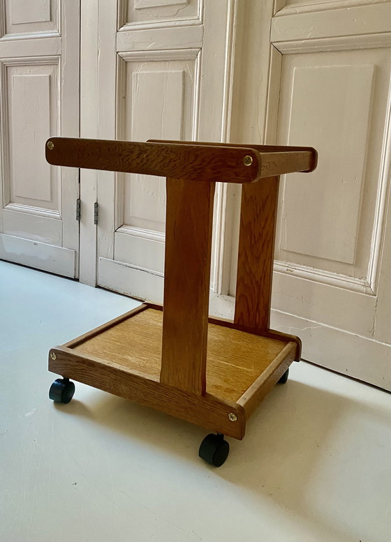 Image 1 of Carrello houten vintage della metà del secolo con wieltjes