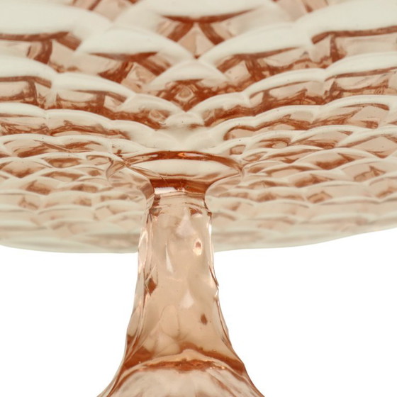 Image 1 of Pink Cake Stand Art Deco Diamond Pattern