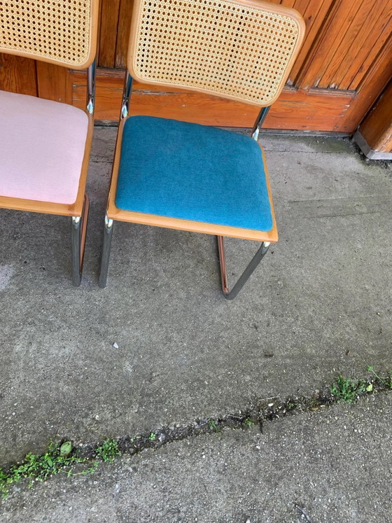 Mid-Century Modern Italian Marcel Breuer B32 Cesca Chairs, 70s set of 2, Dining chairs, Wood, Chrome, Brown (photo 6 of 9)