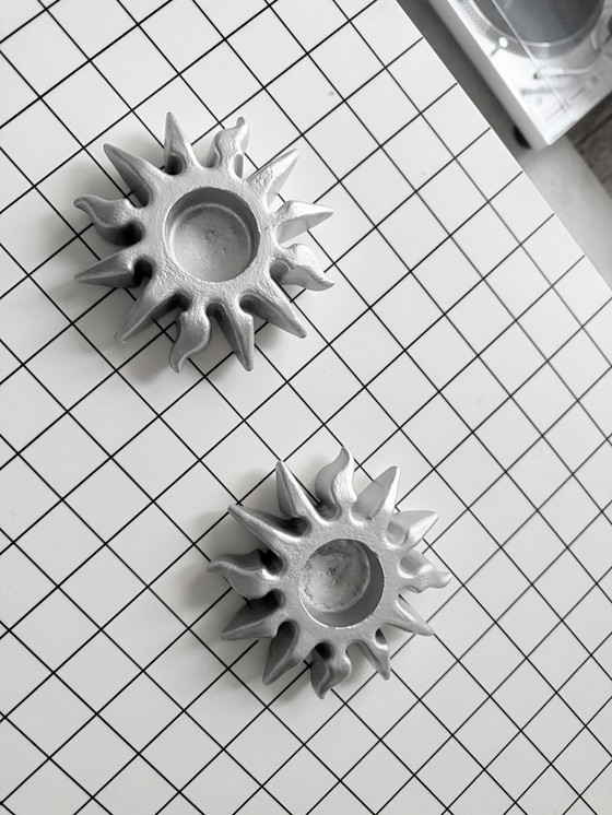 Image 1 of Een paar kandelaars, gesigneerd Nabytek, vintage ontwerp uit 1980.