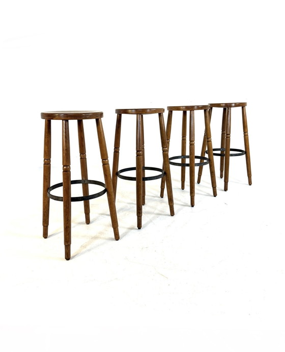 Image 1 of Ensemble de 4 tabourets de bar brutalistes des années 60