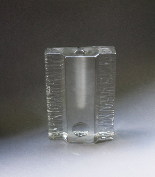 Glass vase, block vase, Walther Design vase, Solifleur glass, 1970s