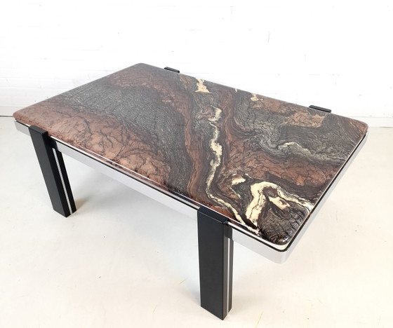 Vintage Salontafel Cipollino Marmer Brutalist Jaren 70 – Marble (photo 2 of 8)