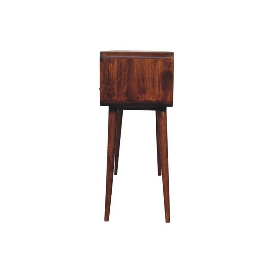 Image 1 of Console Table with 3 Drawers in Solid Mango Wood with Chestnut Finish