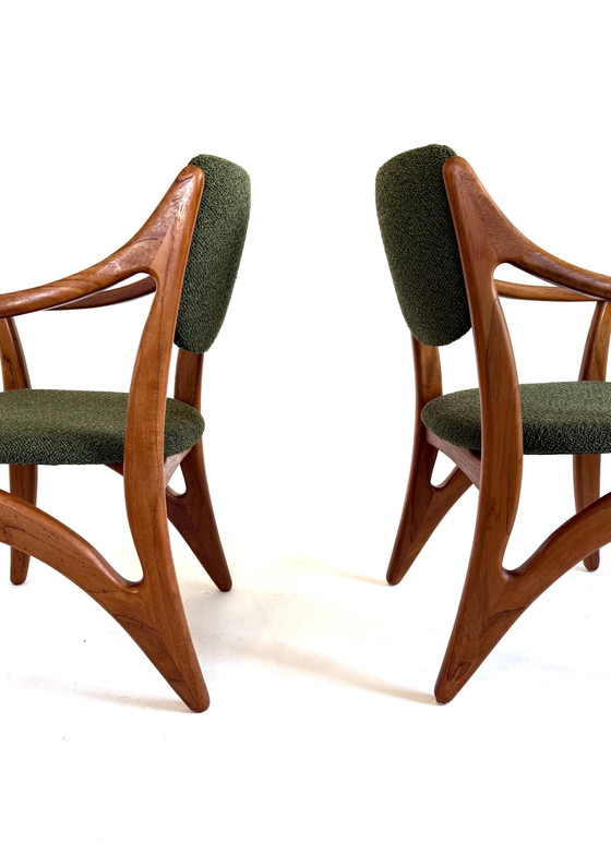 2x Poltrone danesi scultoree, Anni '70 – Wood, Textile (photo 5 of 10)