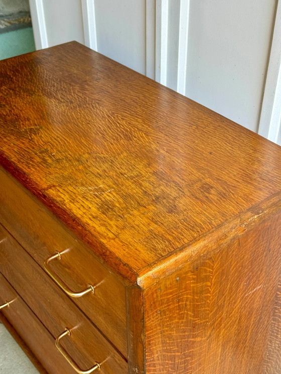 50s/60s Vintage Wooden Dresser with Compass Legs, Chest of drawers, Gold, Mid Century Modern (photo 9 of 17)