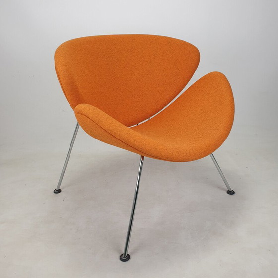 Image 1 of Vintage fauteuil in oranje plak en verchroomd metaal van Pierre Paulin voor Artifort, 1980