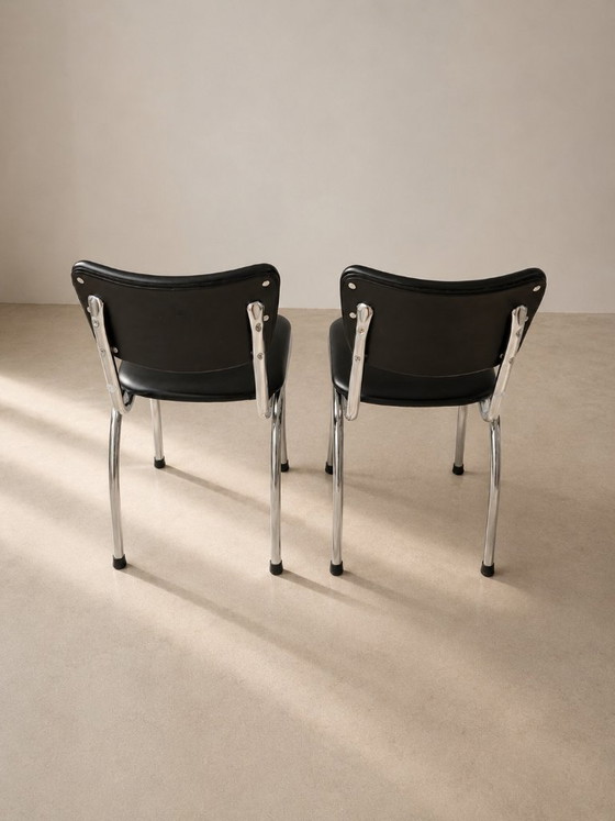 Image 1 of Set of 2 Vintage 1960s Tubular Frame Chairs Mid Century