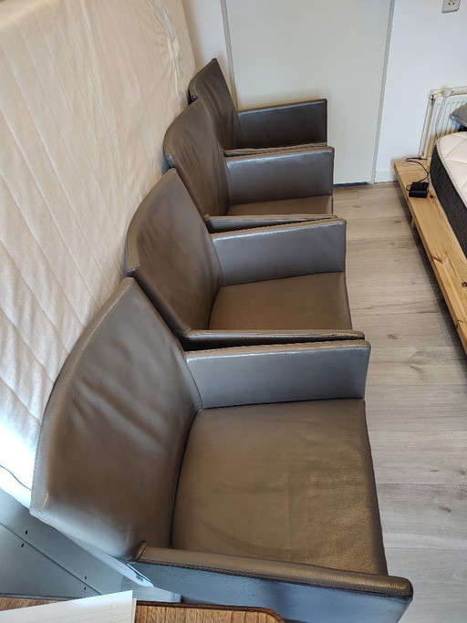 4 x Grey Bert Plantagie Tidy Chairs – eetkamerstoelen, Leather, rvs (photo 2 of 8)