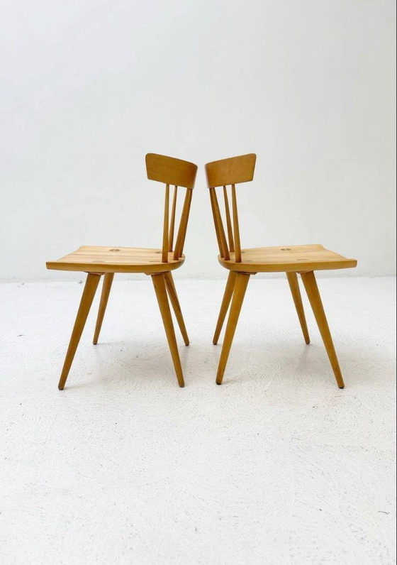 Image 1 of Set di 4 sedie a fuso disegnate da Paul McCobb per Planner Group, anni '20.