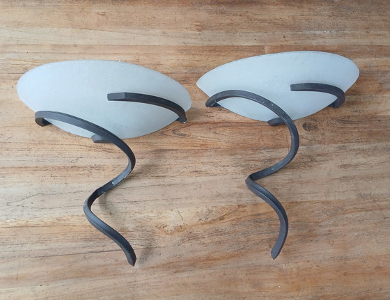 Image 1 of Enorme coppia di lampade da parete in ferro battuto in stile Art Déco