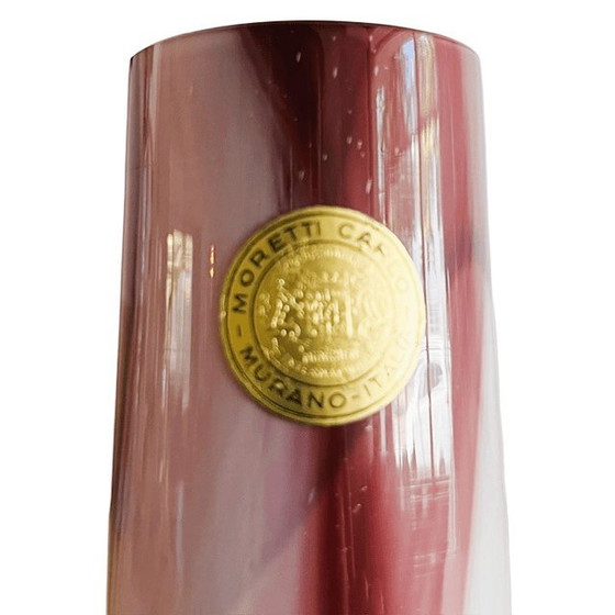Vintage Mid-Century Carlo Moretti Murano Vase Marbled Opaline White Purple 1970s – Murano Glass (photo 4 of 6)