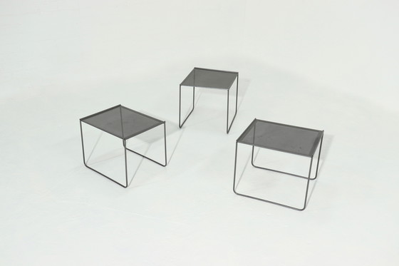 Image 1 of Postmodern Perforated Steel Nesting Tables 1980s