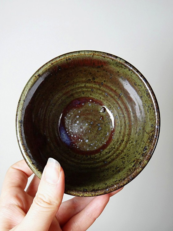Image 1 of 6 handcrafted stoneware bowls glazed with ash, signed Tournay, vintage 1970-1990