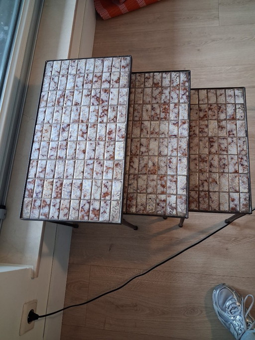 Vintage cast iron side tables from the 1960s