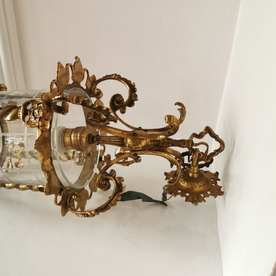 Linterna de Techo de Bronce y Cristal de Época – Estilo Clásico C. 1950 – Lámparas colgantes, Metal (photo 7 of 14)