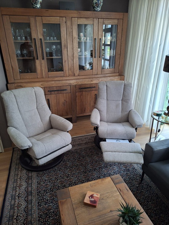 Image 1 of Set Stressless Mayfair Medium Power leg + accu fauleuils met elektrische relax: