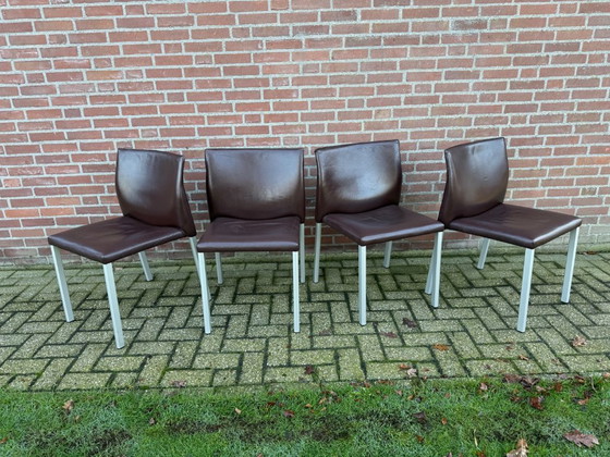 Image 1 of 4x Leolux Myto dining chairs brown leather