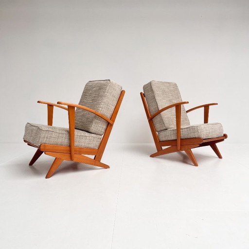 Poltrona in legno con struttura a fuso, stile metà secolo, anni '60 (singola unità)