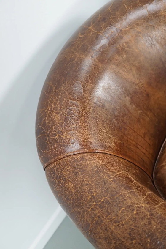 Image 1 of Vintage Nederlandse cognackleurige leren clubfauteuils, set van 2