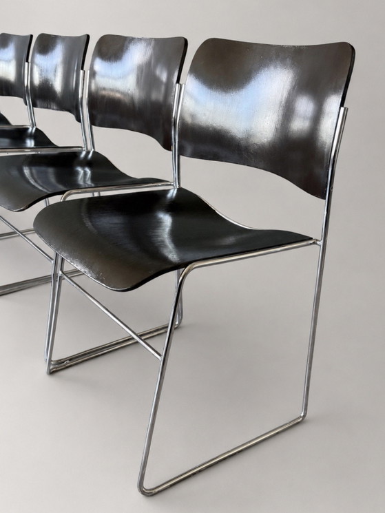 Image 1 of 5x Howe 40/4 stoelen – David Rowlan, Donker Bruin, Hout
