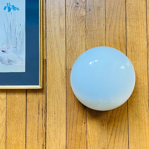 Vintage Deckenleuchte oder halbkugelförmige Halbmond-Wandleuchte 20 cm weißes Opalglas