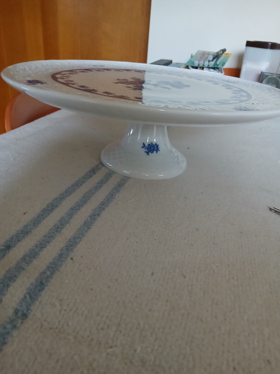 Image 1 of ARZBERG Schumann cobalt cake serving plate on a wide base