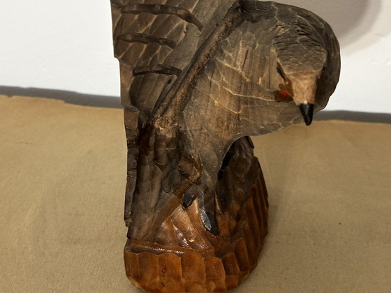 Image 1 of Aigle en bois sculpté - fabrication artisanale vintage Allemagne 