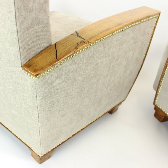 Image 1 of Set di due poltrone Art Déco in noce e tessuto, Cecoslovacchia, anni '30