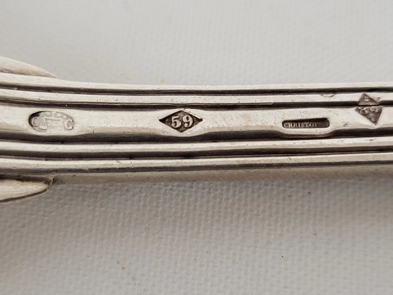 12 zilverkleurige metalen bestekdelen, mesh model – Besteksets (photo 11 of 11)