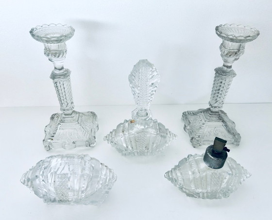 Image 1 of Val Saint Lambert - juego de gabinete - juego de perfume - vaso de cristal - años 1920