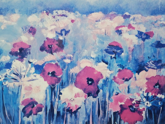 Image 1 of Ingelijst opdruk veldbloemen klaprozen 61x81cm