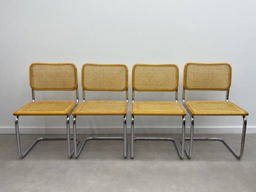 Set of 4 Cesca webbing tubular chairs
