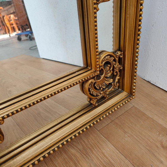Image 1 of Antieke Vintage Goudkleurige Barok Rococo spiegel schouwspiegel