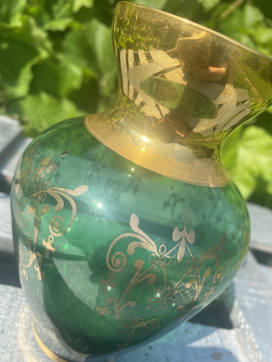 Image 1 of Vaso Murano émeraude et or