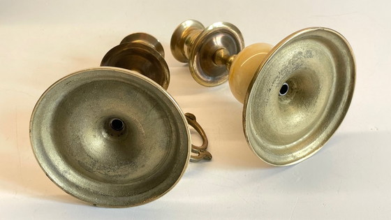 Image 1 of Candelieri vintage in onice, marmo e ottone