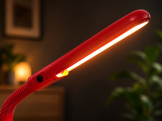 Image 1 of Vintage Manade Floor Lamp Design Ph. Michel – Made in France 1980s, Adjustable Red Lamp