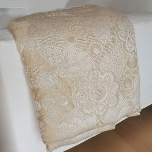 Couvre-lit ou plaid en soie couleur champagne antique