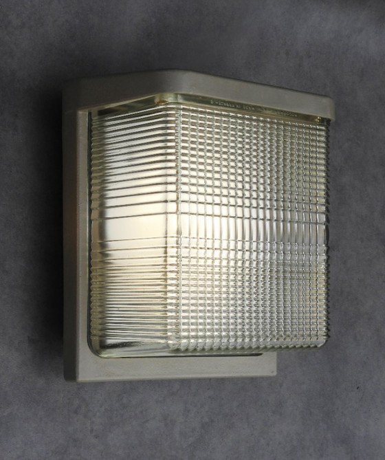 Vintage Industrial Holophane Wall Light, c.1950s France - 3 available, Glass, Metal, Taupe (photo 8 of 13)