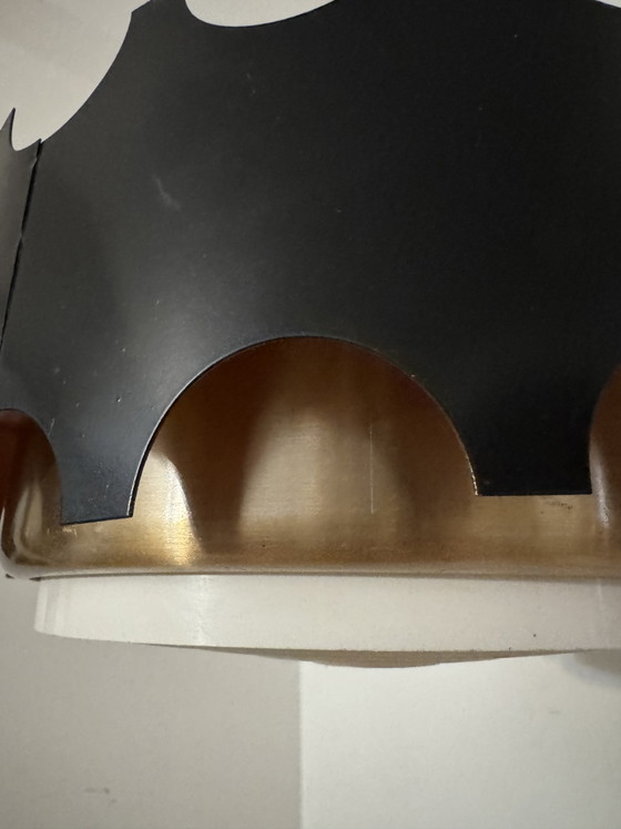 Image 1 of Hanglamp in zwart en koperkleurig design uit de jaren 60