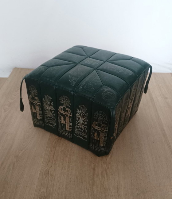 Image 1 of Vintage pouf with Egyptian motifs