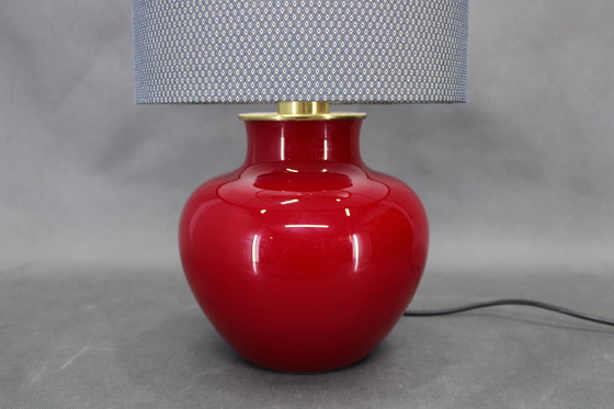 Image 1 of 1970s Italian VeArt Glass Table Lamp with Fabric Lamp Shade