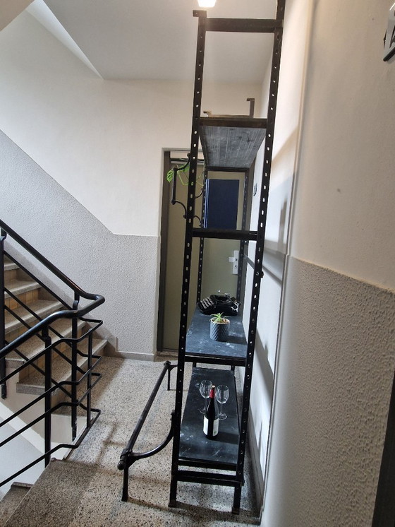 Image 1 of 2 pieces vintage, art deco heavy shelving units with slate shelves