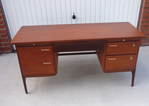 Indrukwekkend vintage teakhouten bureau – Wood
