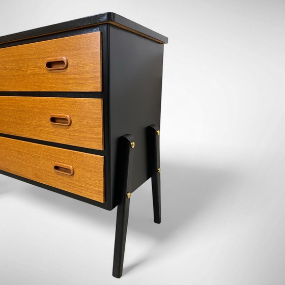 Image 1 of Commode vintage à 3 tiroirs en placage de teck