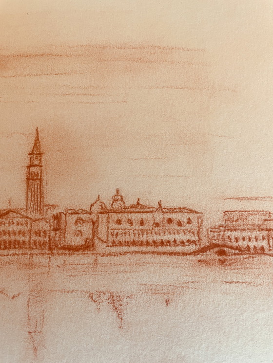 Image 1 of Signed Sanguine Landscape View of Venice Saint Mark's Square Venice
