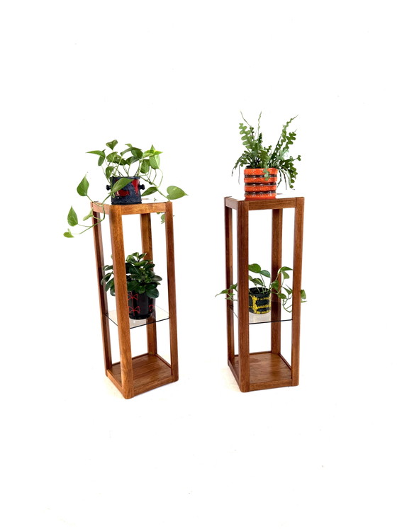 Supporto per piante vintage in teak e vetro fumé, Uldum Møbelfabrik anni '60 – Porta piante, Glass, Wood (photo 6 of 11)