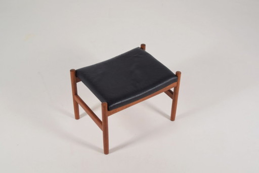 Tabouret danois conçu par Hugo Frandsen pour Spøttrup Møbler, 1960 – krukjes, Wood, Leather