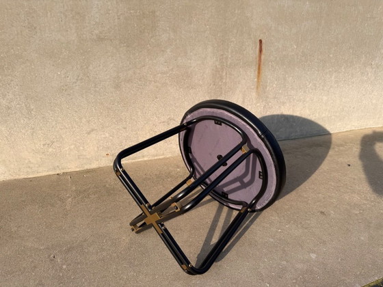 Image 1 of STELLAR WORKS design stool in black leather and brass